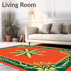 Amber Green Floral Eight Pointed Star Rug