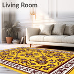 Golden Starburst Floral Border Rug