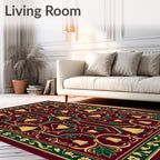 Vibrant Burgundy Floral Lamp Motif Rug