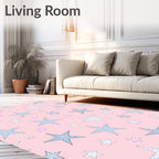 Pastel Pink Starry Night Sky Rug