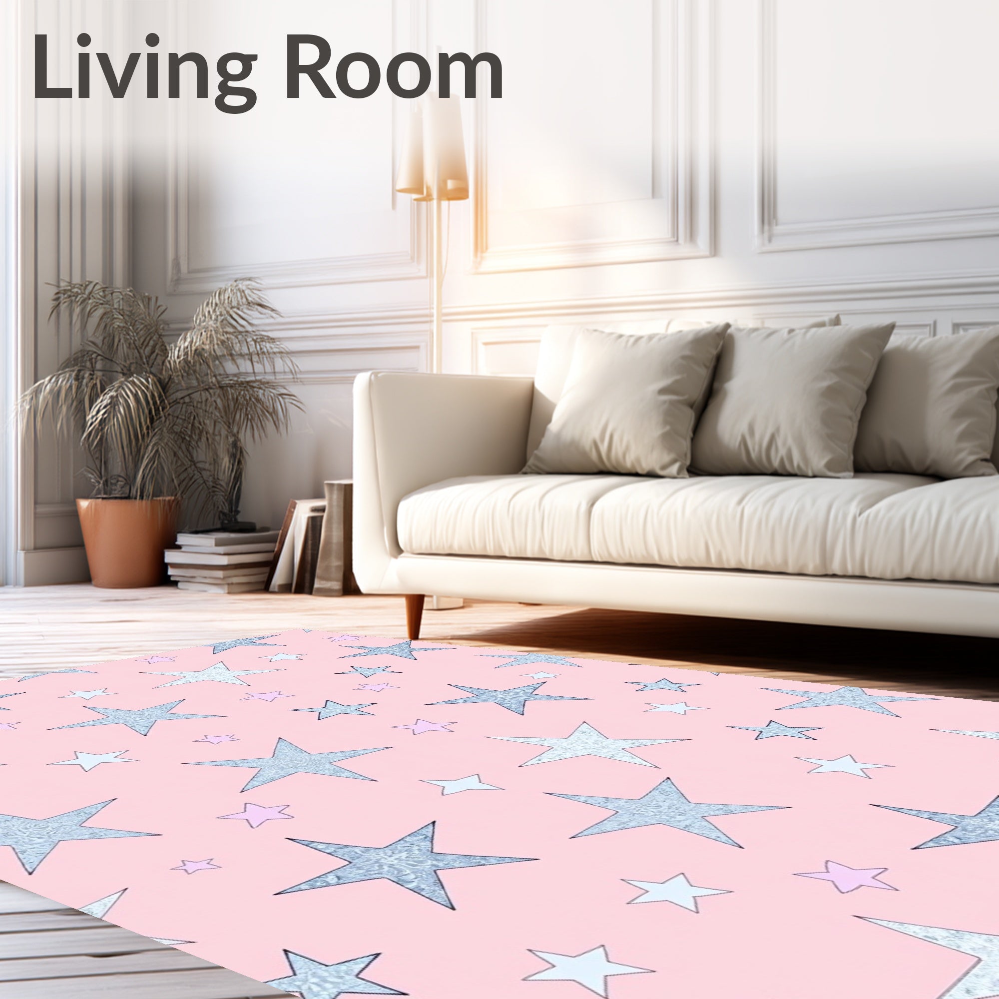 Pastel Pink Starry Night Sky Rug