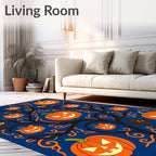 Spooky Orange Pumpkins And Owls Rug