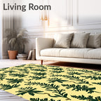 Dark Green Fern Botanical Background Rug