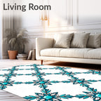 Aqua Gemstone Floral Lattice Rug