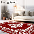 Festive Red White Bell Holiday Decor Rug
