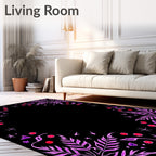 Whimsical Pink Leaf Crimson Dot Sprig Rug