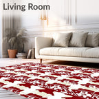 Rich Crimson Geometric Houndstooth Rug