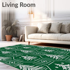 Classic Green White Christmas Tree Medallion Rug