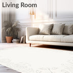 Ornate Cream Mandala Outline Rug