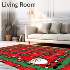 Festive red plaid gnome garland Rug