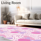 Soft Pink Lavender Heart Swirls Rug