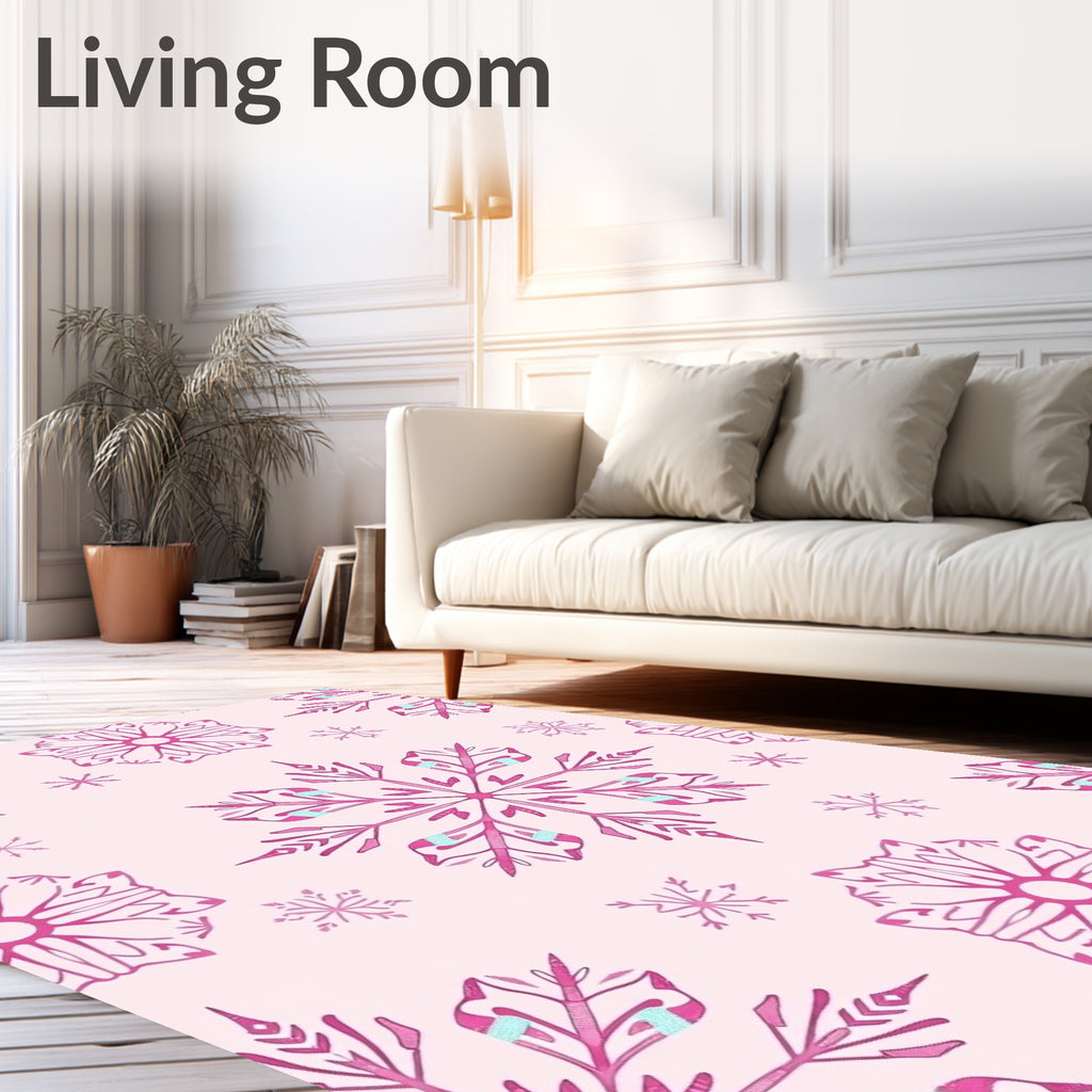 Pink Snowflake Winter Wonder Rug