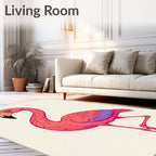 Vivid Pink Flamingo Bird Illustration Rug