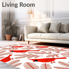 Vibrant Red Cardinal Evergreen Branch Rug