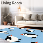 Whimsical Penguin Pals Playful Puddle Rug