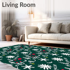 White Snowflake Pine Berry Garland Rug