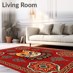 Whimsical Red Cat Medallion Rug