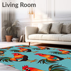 Vibrant Red Rooster All Over Print Rug