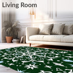 Green Winter Snowflake Mandala Rug
