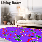 Festive Holly Candy Cane Red Accents Rug