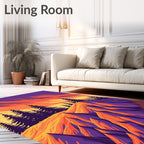 Sunset Peaks Forest Illustration Rug