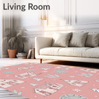 Pink Cottage Winter Village Collection Rug
