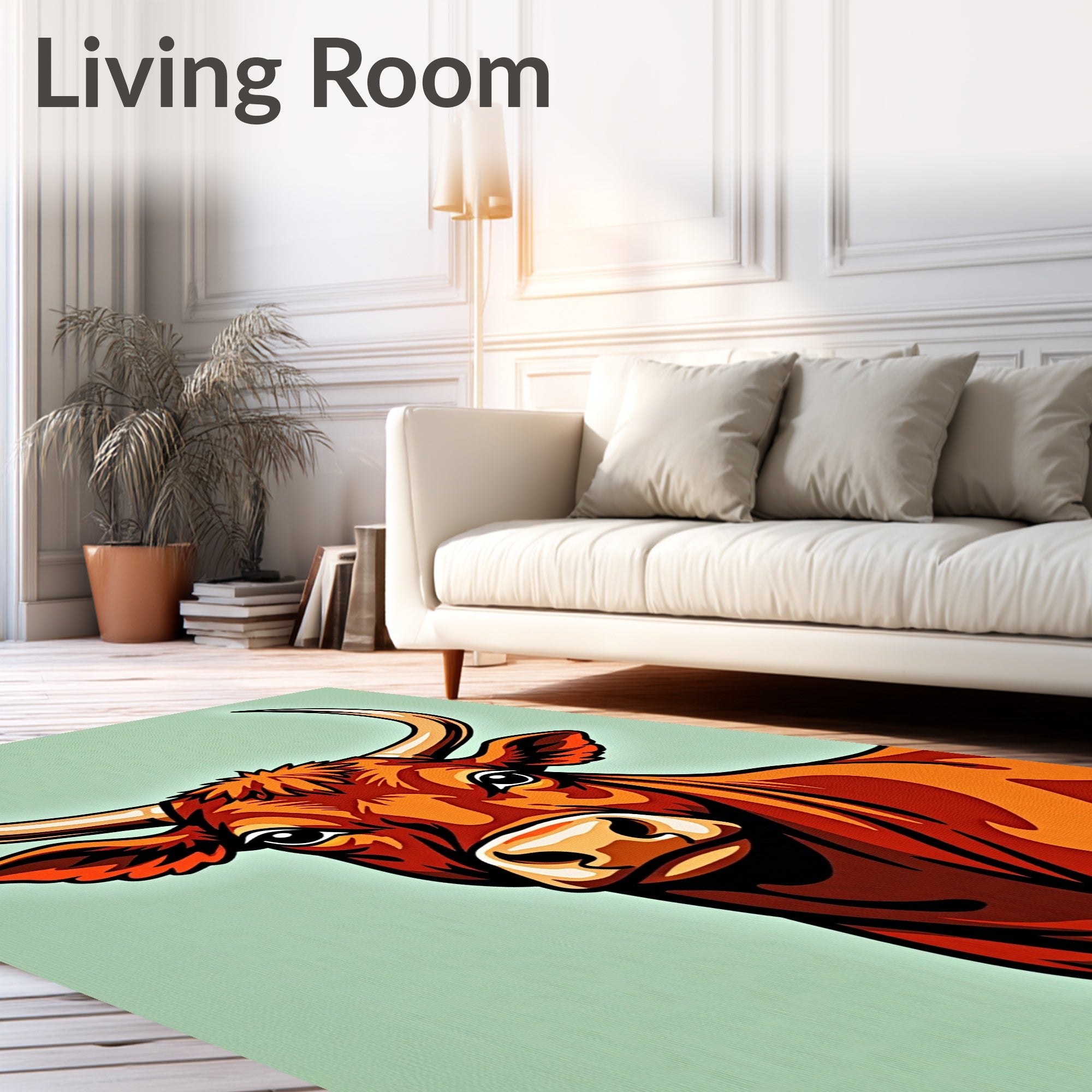 Bold Red Bull Face Rug