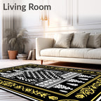 Black Yellow Geometric Pine Forest Rug
