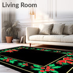 Festive Holly and Red Bow Rug