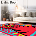 Trippy Red Cat Swirls Rug