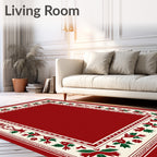 Festive Red Holly Berry Border Rug