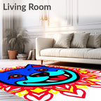 Bold Blue Dog Mandala Radiant Design Rug