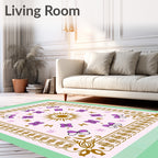 Golden Sun Purple Butterfly Floral Border Rug