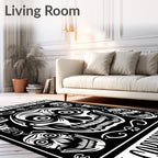 Gothic Black White Skull Collage Rug