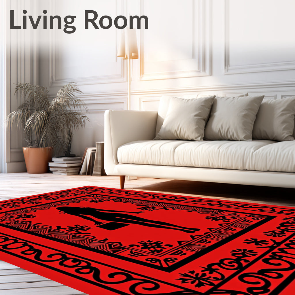 Red Black Figure Ornamentation Rug