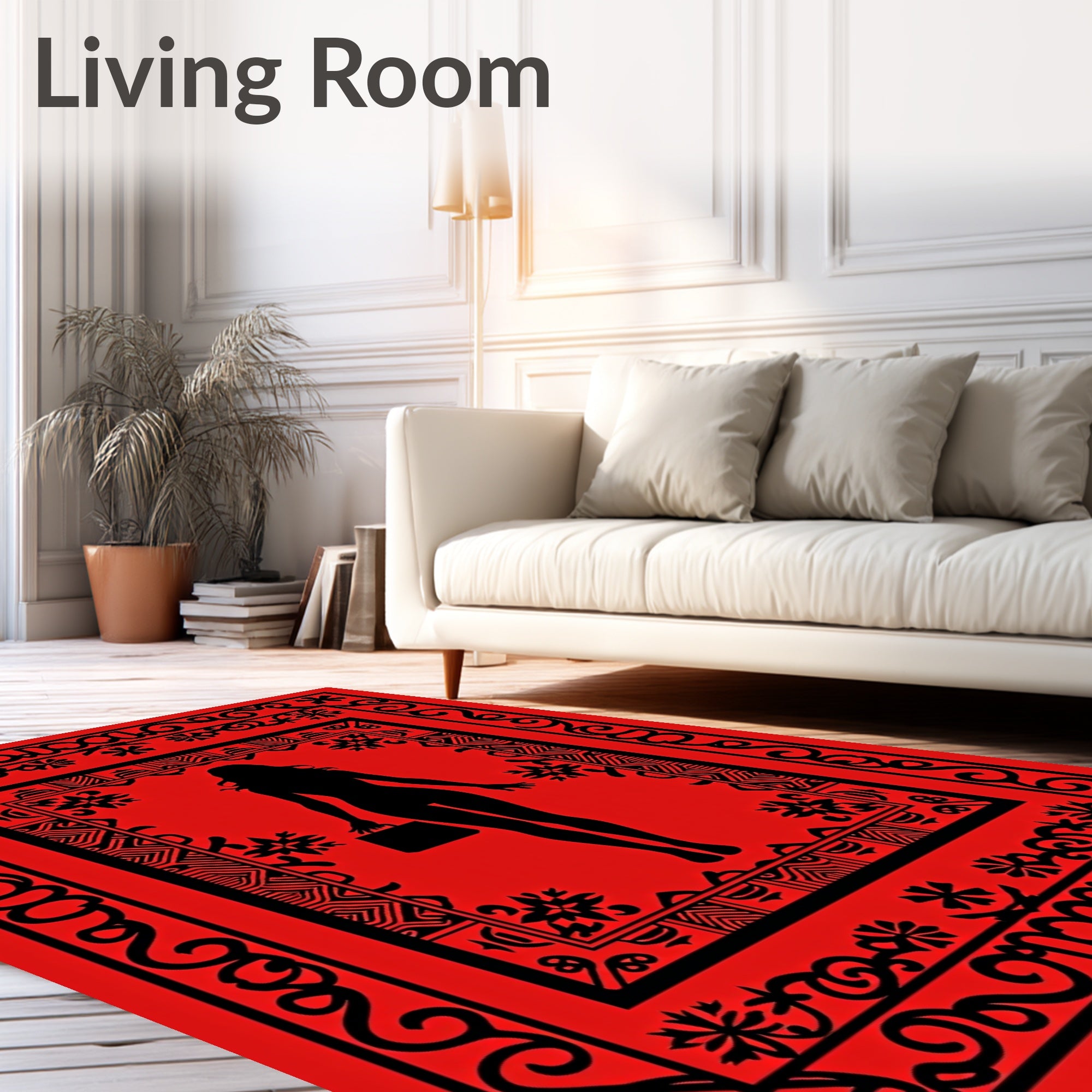 Red Black Figure Ornamentation Rug