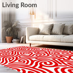 Bold Red Swirling Lines Rug