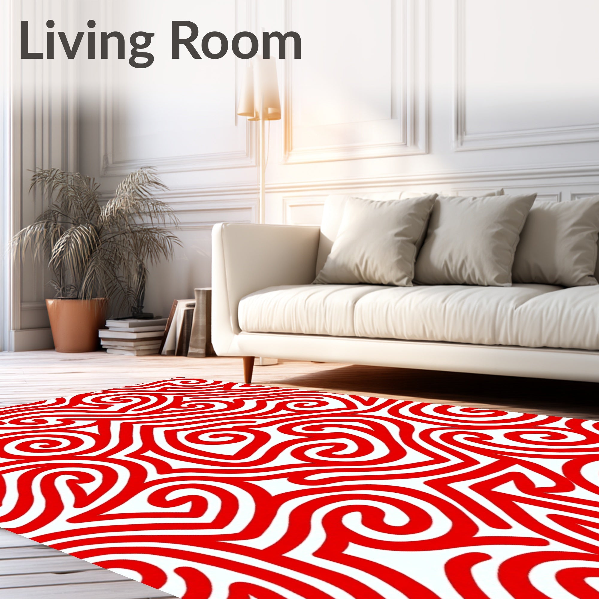 Bold Red Swirling Lines Rug
