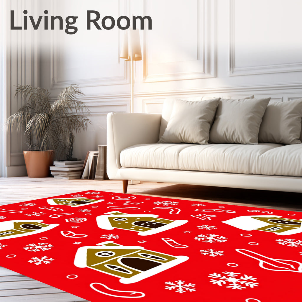 Brown Gingerbread Houses Snowflakes Sweet Treats Rug