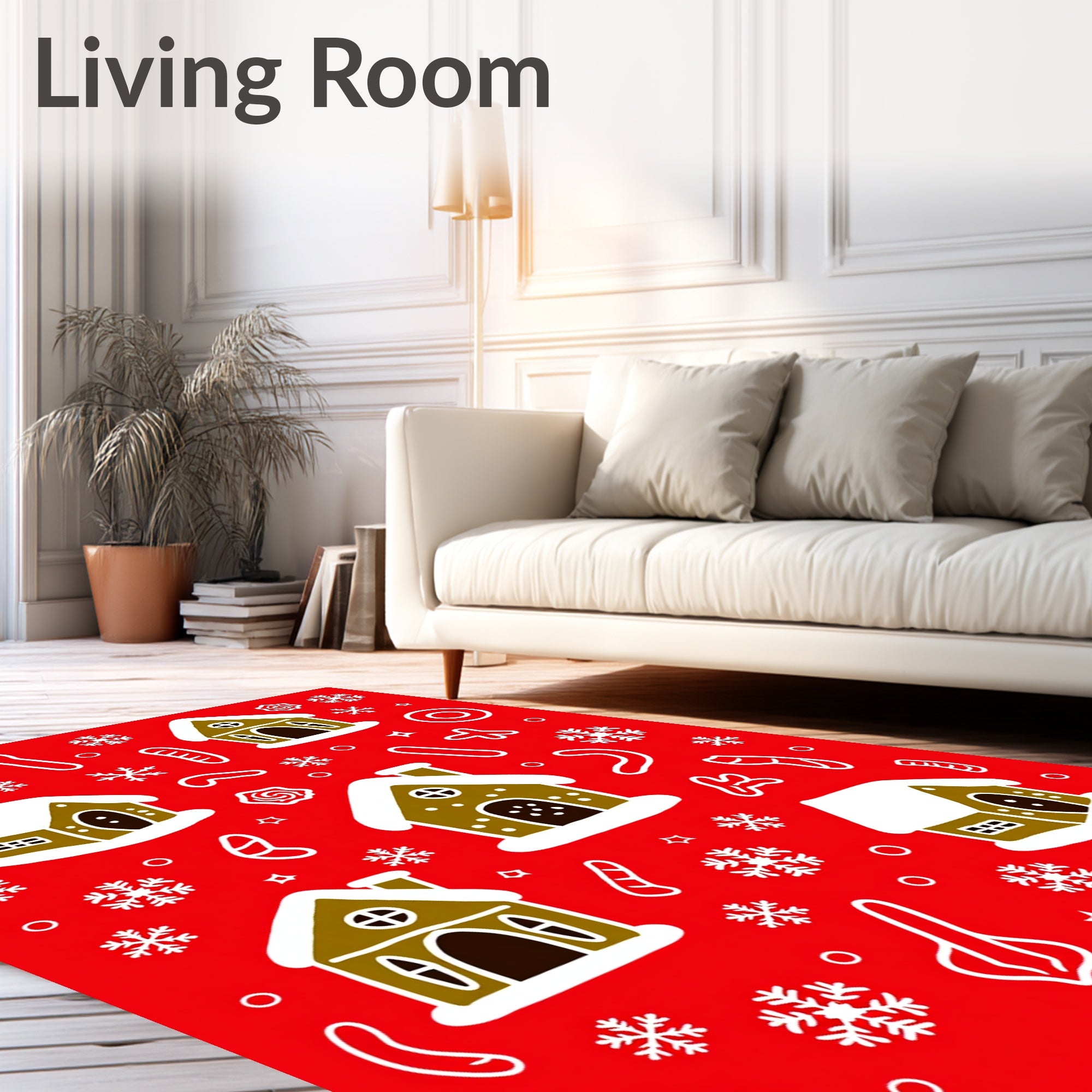 Brown Gingerbread Houses Snowflakes Sweet Treats Rug