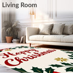 Festive Holly Berry Red Bow Rug