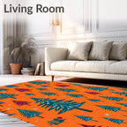 Evergreen Forest Teal Burgundy Rug