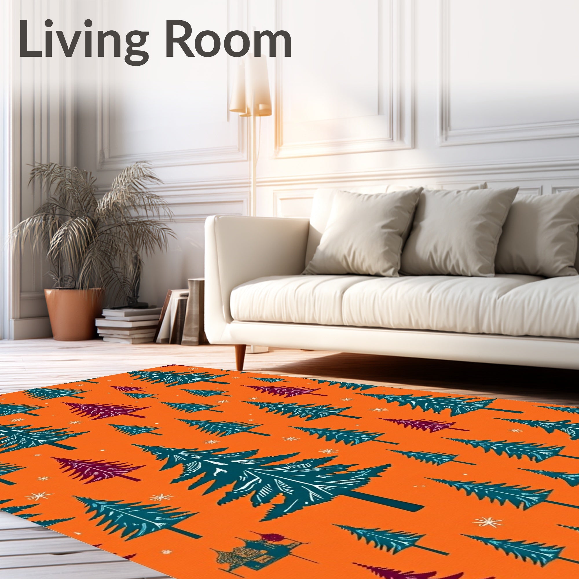 Evergreen Forest Teal Burgundy Rug