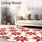 Crimson Golden Starburst Floral Rug