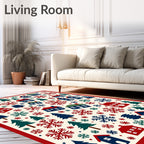 Whimsical Winter Village Snowflake House Rug