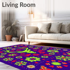 Vibrant Green Deer Folklore Blooms Rug