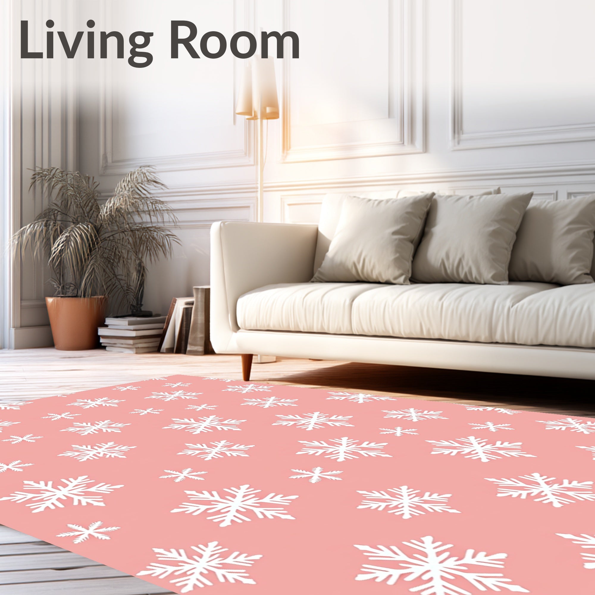White Snowflake Scatter Coral Rug