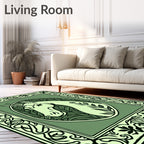 Mellow Green Unicorn Floral Medallion Rug