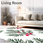 Green Evergreen Berry Branch Repeat Rug