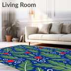 Whimsical Green Fern Red Berry Rug